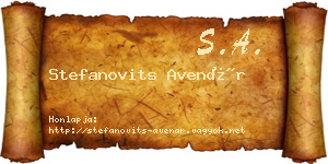 Stefanovits Avenár névjegykártya